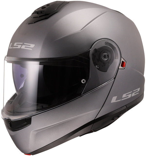 LS2 FF908 Strobe II Solid Titanium Mat Systeemhelm ECE 22.06