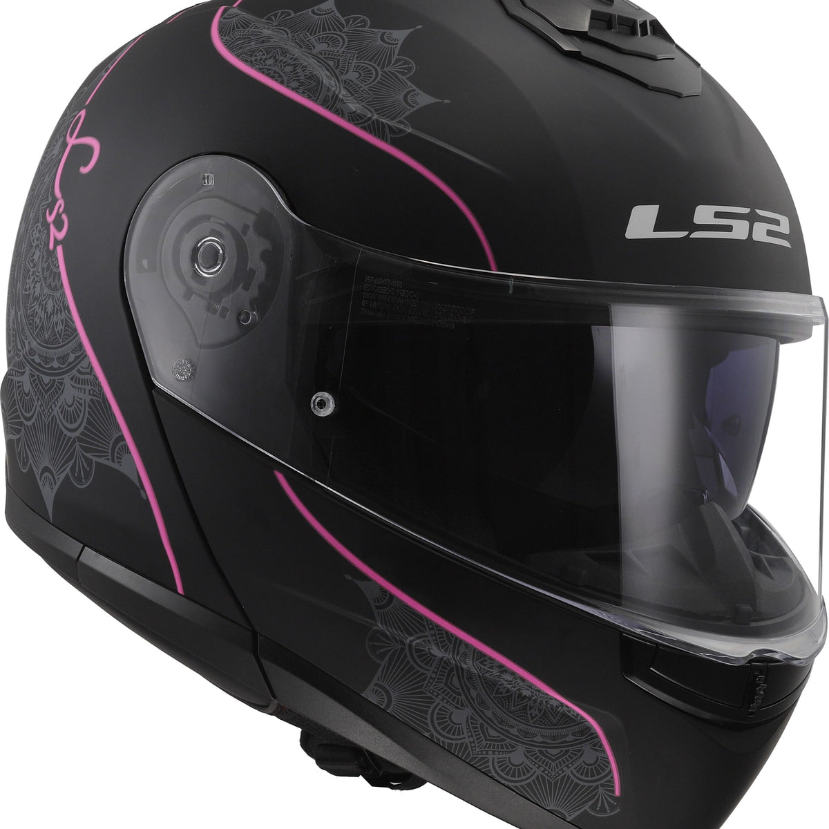 LS2 FF908 Strobe II Lux Zwart/Roze Mat Systeemhelm ECE 22.06 – foto 2