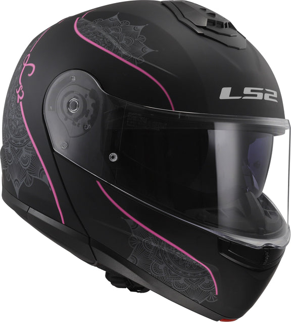 LS2 FF908 Strobe II Lux Zwart/Roze Mat Systeemhelm ECE 22.06 – foto 2