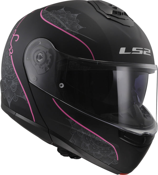 LS2 FF908 Strobe II Lux Zwart/Roze Mat Systeemhelm ECE 22.06