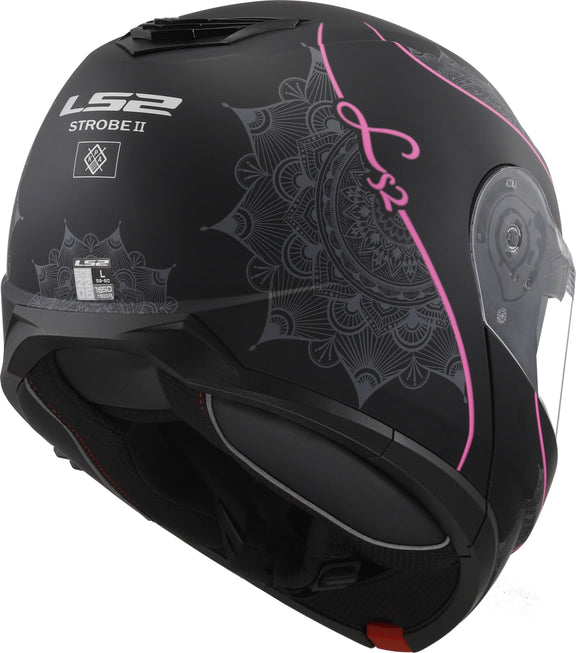 LS2 FF908 Strobe II Lux Zwart/Roze Mat Systeemhelm ECE 22.06 – foto 5