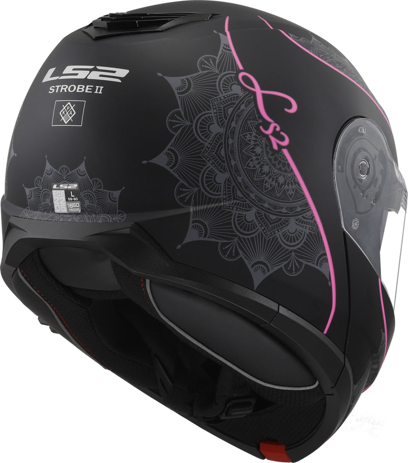 LS2 FF908 Strobe II Lux Zwart/Roze Mat Systeemhelm ECE 22.06 – foto 5