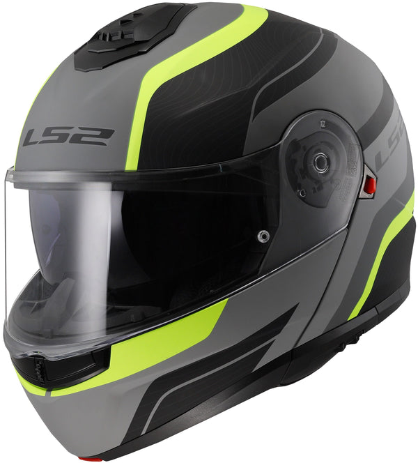 LS2 FF908 Strobe II Monza Zwart/Neongeel Mat Systeemhelm ECE 22.06