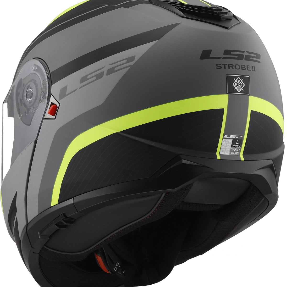 LS2 FF908 Strobe II Monza Zwart/Neongeel Mat Systeemhelm ECE 22.06 – foto 5