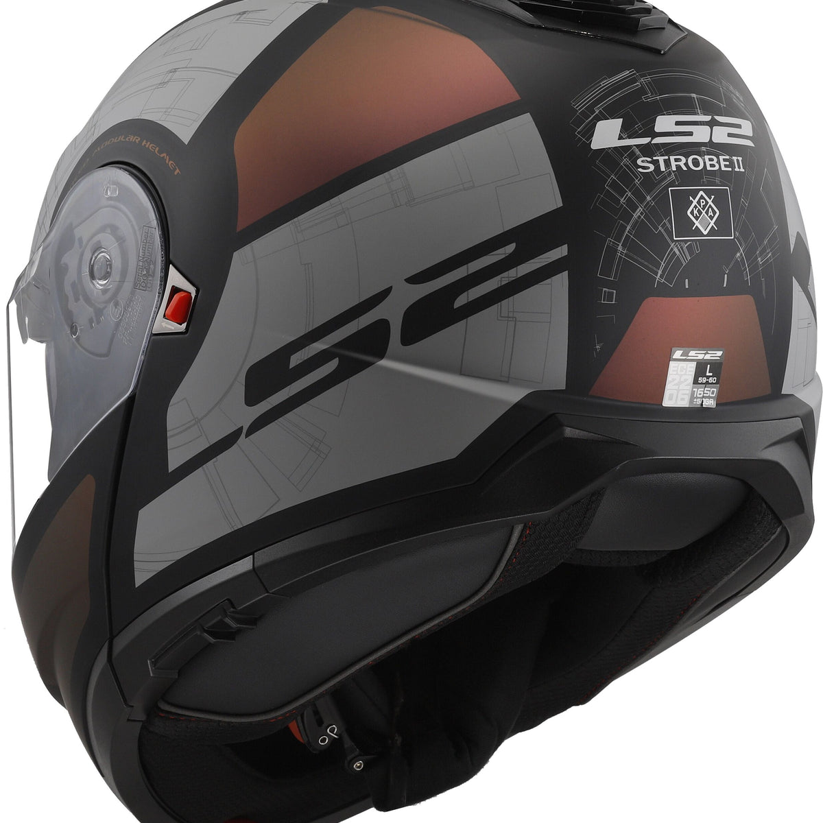 LS2 FF908 Strobe II Orion Zwart/Grijs Mat Systeemhelm ECE 22.06 – foto 5