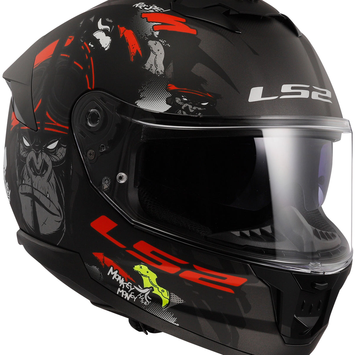 LS2 FF808 Stream II Angry Monkey Zwart/Rood Mat Integraalhelm ECE 22.06 – foto 2
