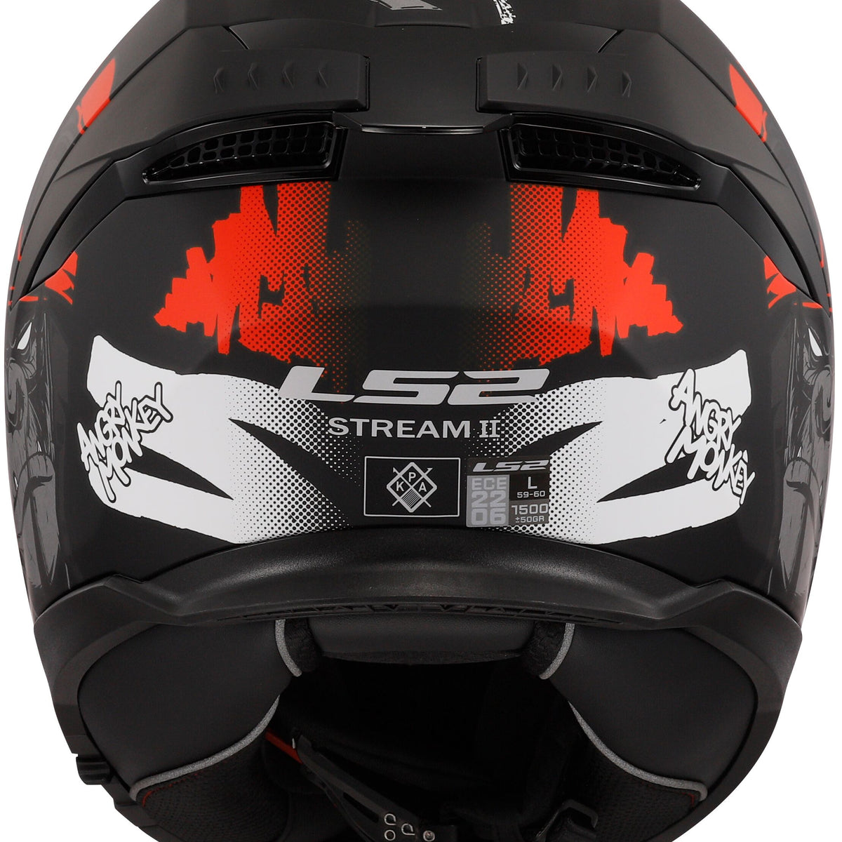 LS2 FF808 Stream II Angry Monkey Zwart/Rood Mat Integraalhelm ECE 22.06 – foto 4