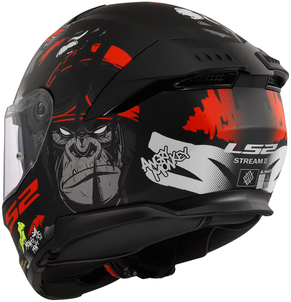 LS2 FF808 Stream II Angry Monkey Zwart/Rood Mat Integraalhelm ECE 22.06 – foto 5