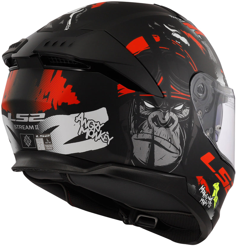 LS2 FF808 Stream II Angry Monkey Zwart/Rood Mat Integraalhelm ECE 22.06 – foto 6