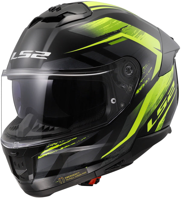 LS2 FF808 Stream II Fury Schwarz/Neongelb Integralhelm ECE 22.06