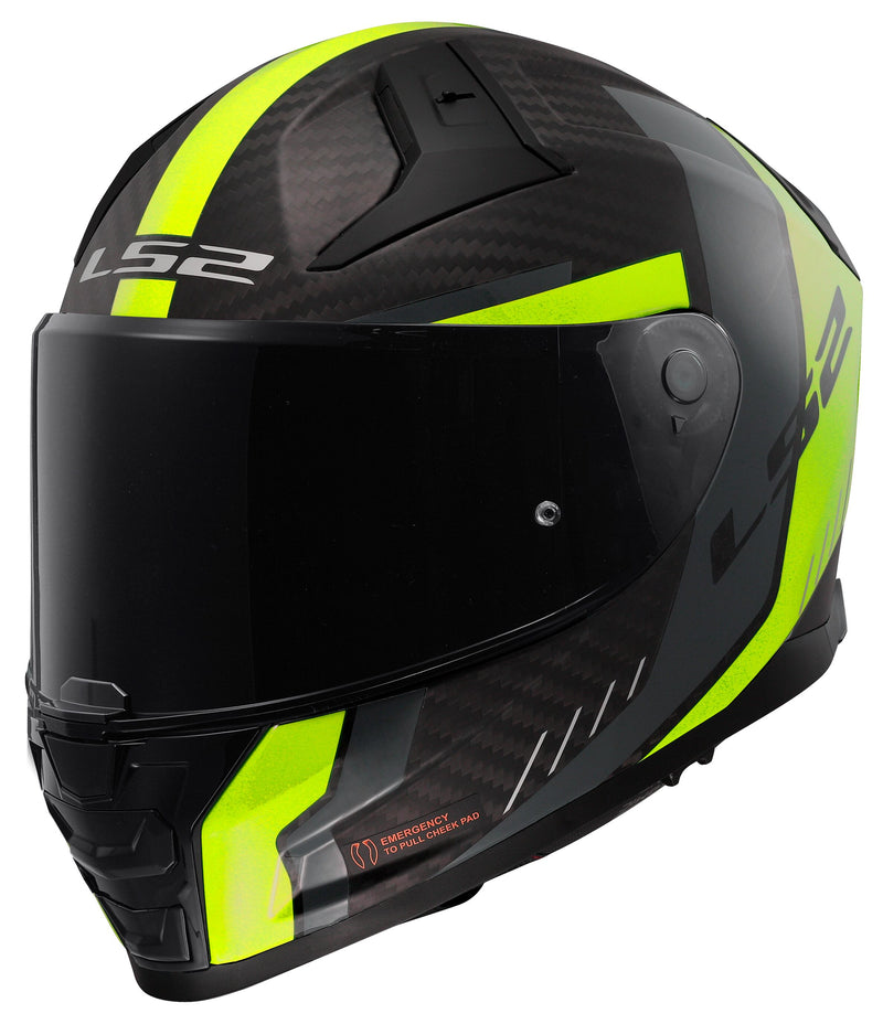 LS2 FF811 Vector II Carbon Grid Zwart/Neongeel Mat Integraalhelm ECE 22.06