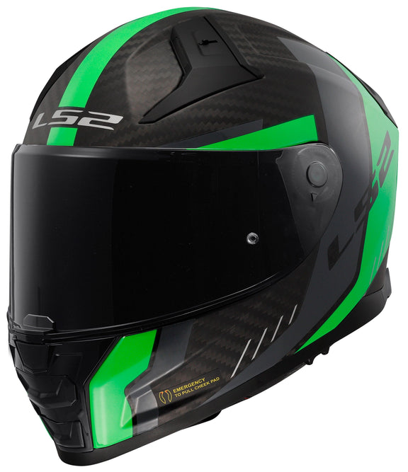 LS2 FF811 Vector II Carbon Grid Zwart/Groen Mat Integraalhelm ECE 22.06