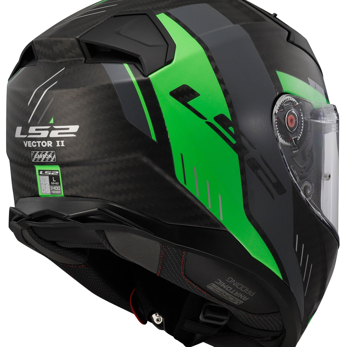 LS2 FF811 Vector II Carbon Grid Zwart/Groen Mat Integraalhelm ECE 22.06 – foto 3