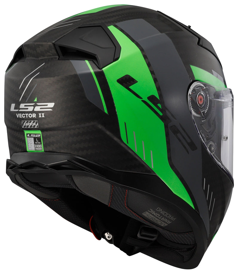 LS2 FF811 Vector II Carbon Grid Zwart/Groen Mat Integraalhelm ECE 22.06 – foto 3