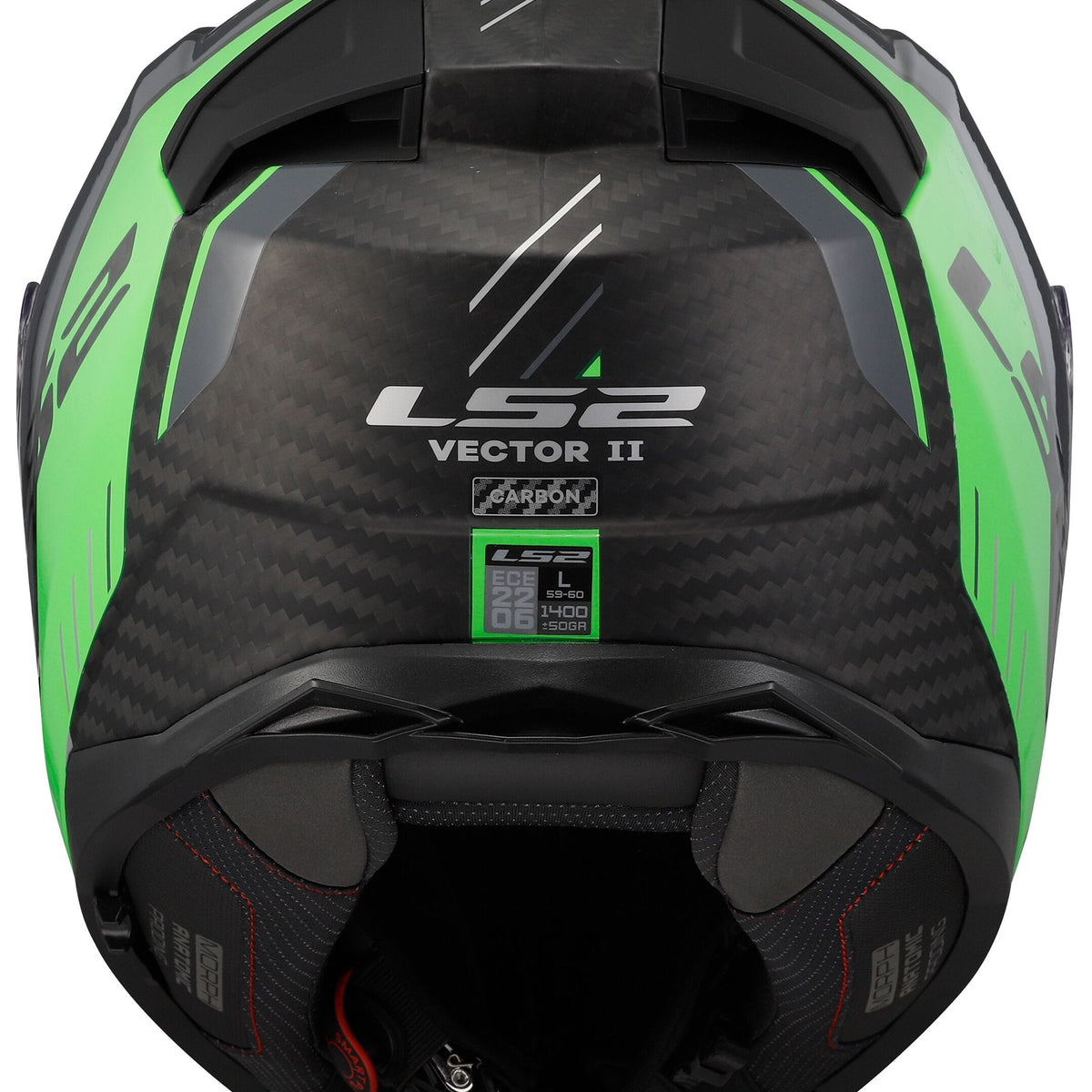 LS2 FF811 Vector II Carbon Grid Zwart/Groen Mat Integraalhelm ECE 22.06 – foto 4