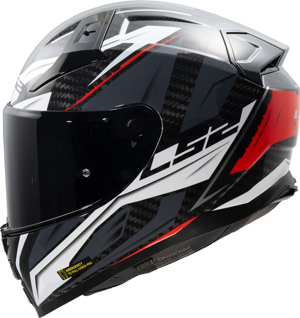 LS2 FF811 Vector II Carbon Savage Grijs/Wit/Rood Integraalhelm ECE 22.06