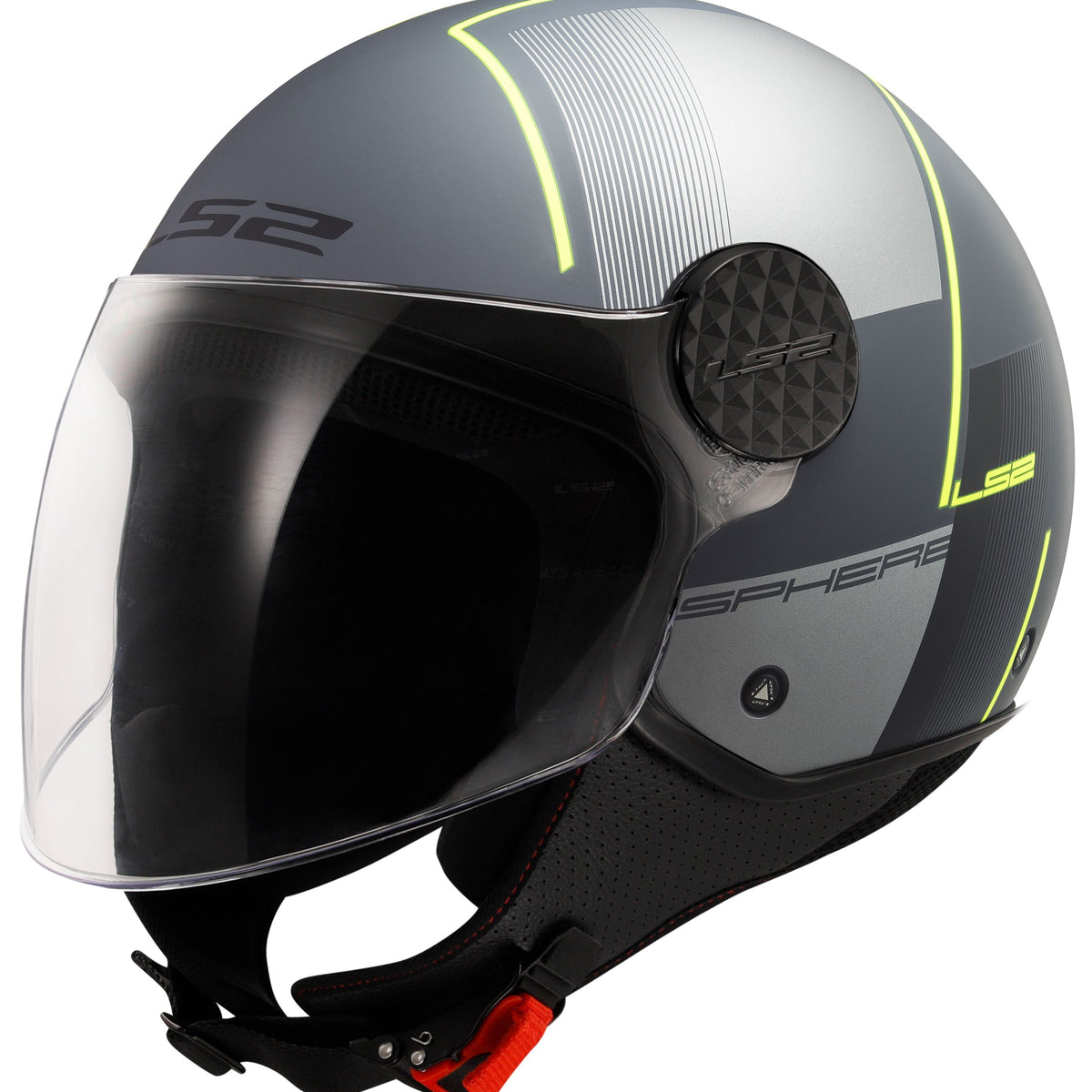 LS2 OF558 Sphere Lux II Firm Titaan/Neongeel Mat Jethelm ECE 22.06