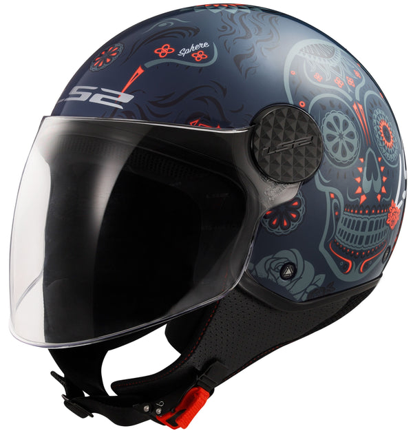 LS2 OF558 Sphere Lux II Maxca Blau/Orange Jethelm ECE 22.06