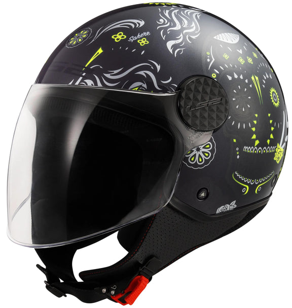 LS2 OF558 Sphere Lux II Maxca Zwart/Geel Jethelm ECE 22.06