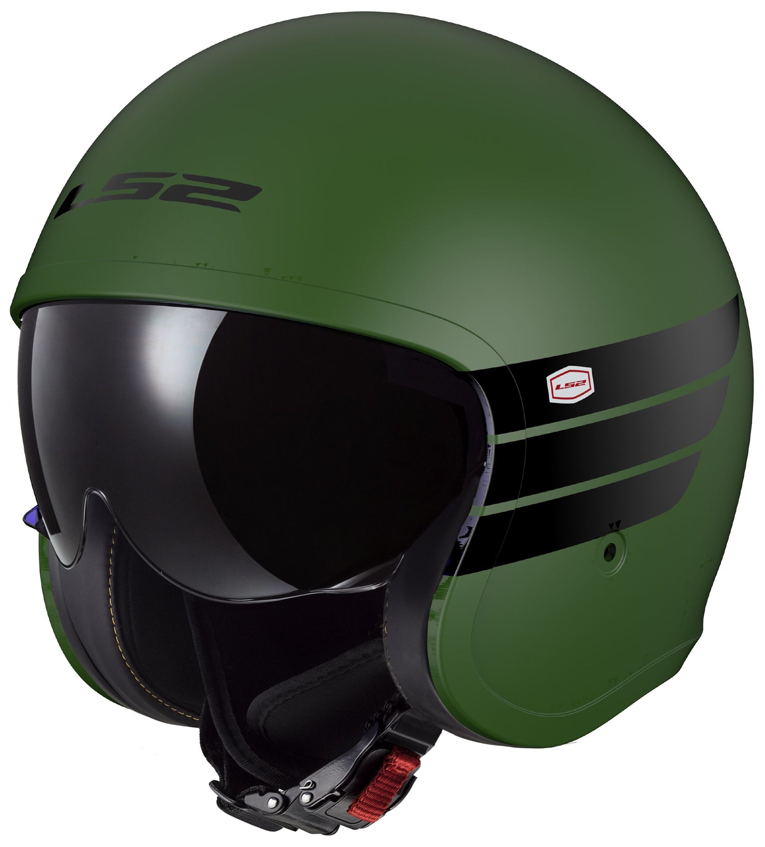 LS2 OF599 Spitfire II Retro Groen/Zwart Mat Jethelm ECE 22.06
