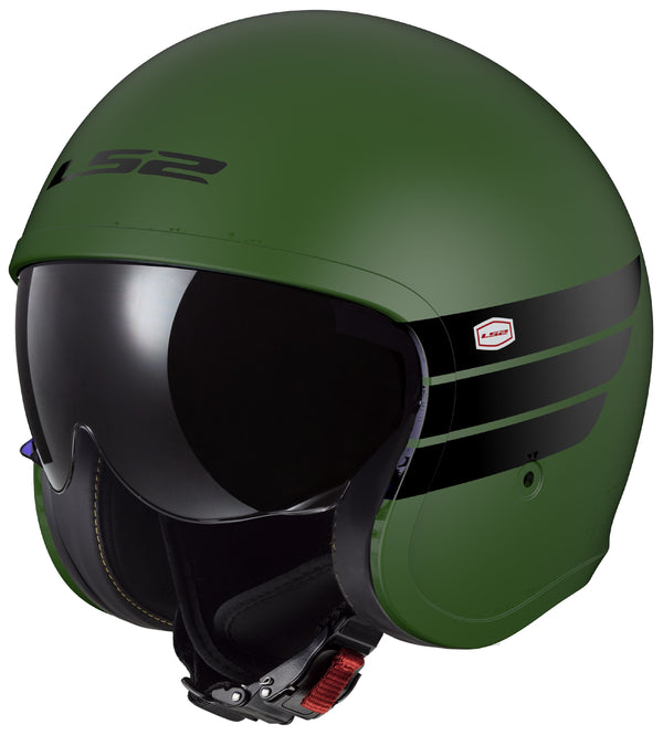 LS2 OF599 Spitfire II Retro Grün/Schwarz Matt Jethelm ECE 22.06