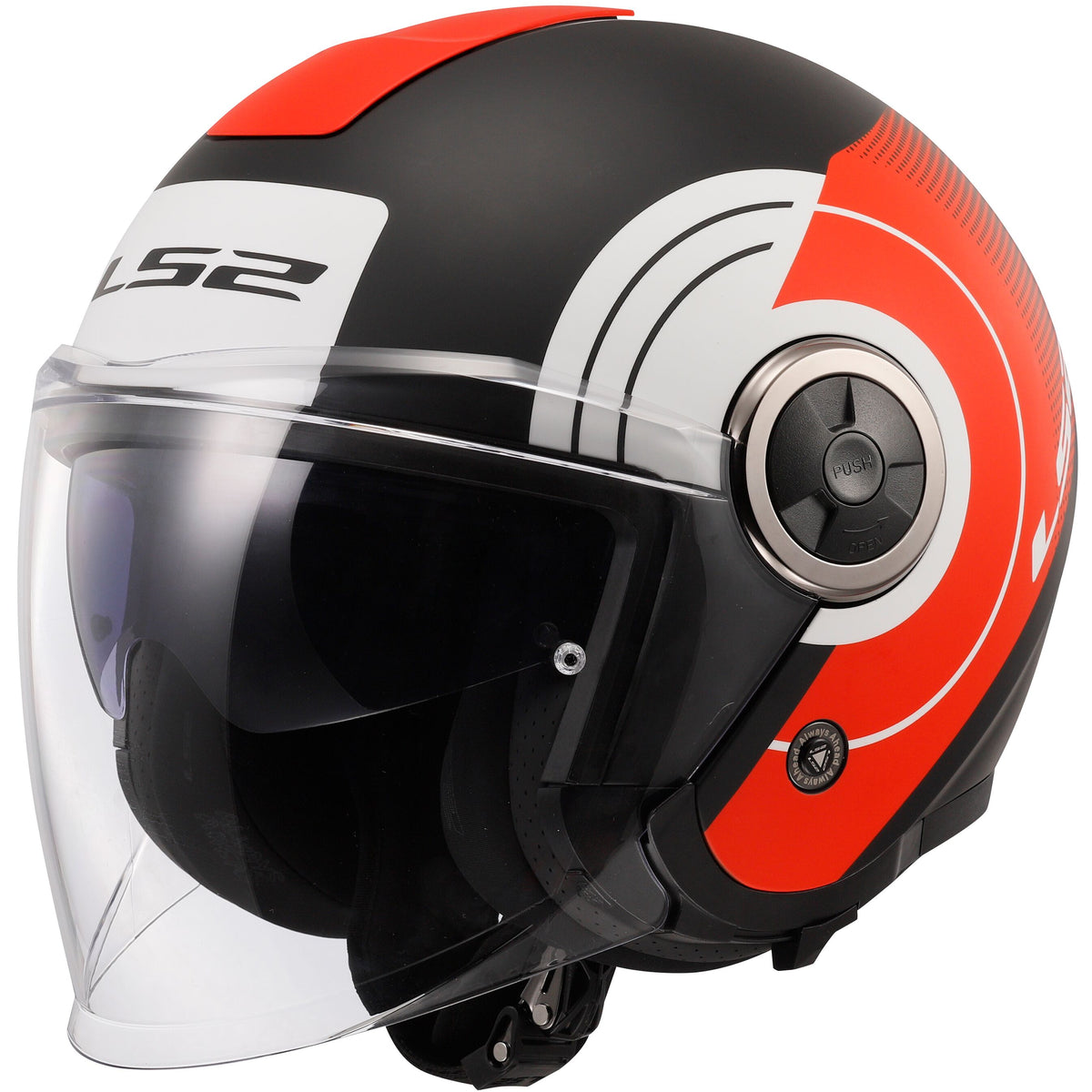 LS2 OF620 Classy Disko Zwart/Rood/Wit Mat Jethelm ECE 22.06