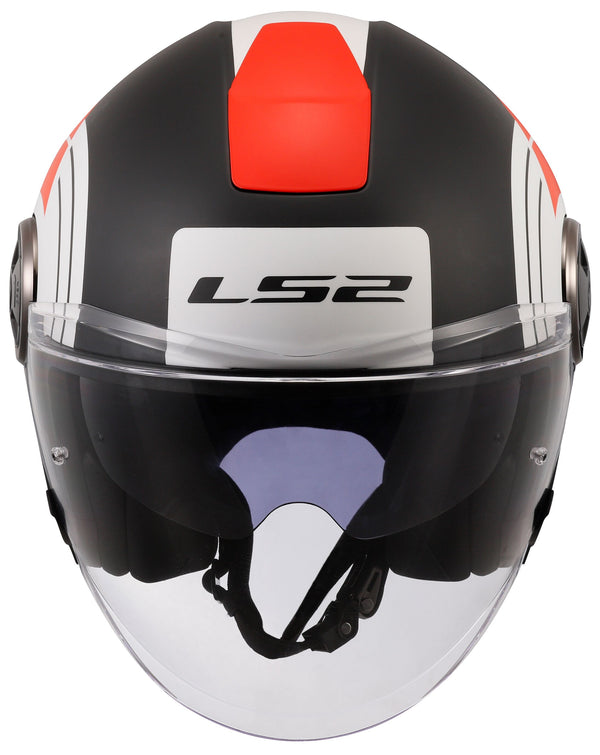 LS2 OF620 Classy Disko Zwart/Rood/Wit Mat Jethelm ECE 22.06
