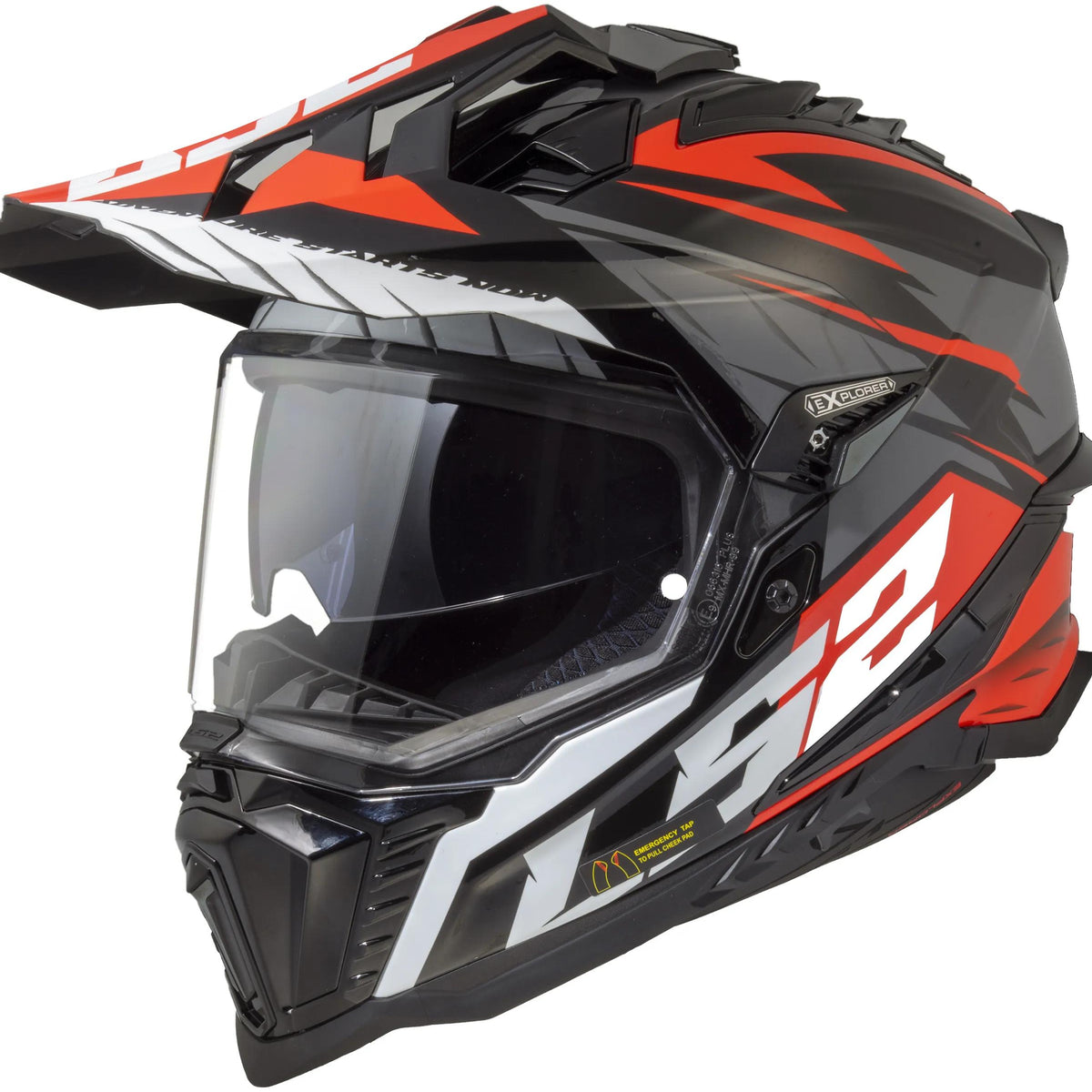 LS2 MX701 Explorer Spire Zwart/Rood Endurohelm ECE 22.06