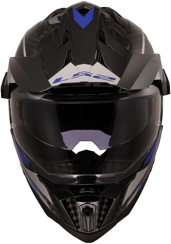 LS2 MX701 Explorer Carbon Adventure Zwart/Blauw Adventurehelm ECE 22.06