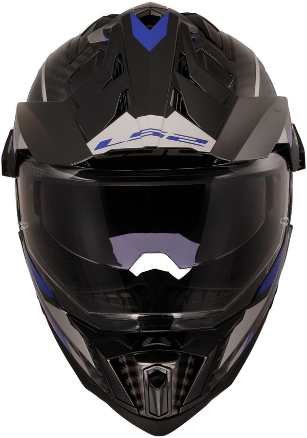 LS2 MX701 Explorer Carbon Adventure Zwart/Blauw Adventurehelm ECE 22.06
