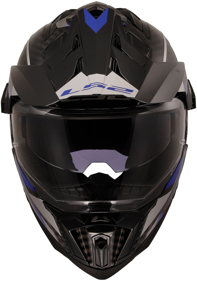 LS2 MX701 Explorer Carbon Adventure Zwart/Blauw Adventurehelm ECE 22.06