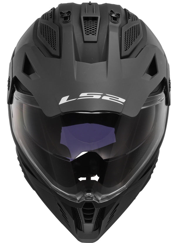 LS2 MX702 Pioneer II Solid Mat Zwart Adventurehelm ECE 22.06