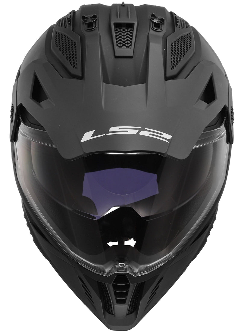 LS2 MX702 Pioneer II Solid Mat Zwart Adventurehelm ECE 22.06