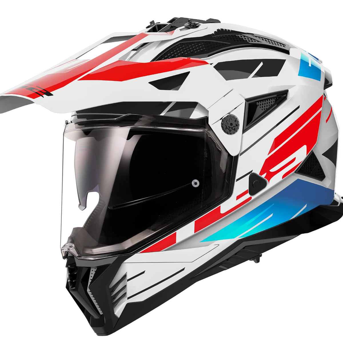 LS2 MX702 Pioneer II Namib Wit/Blauw/Rood Endurohelm ECE 22.06