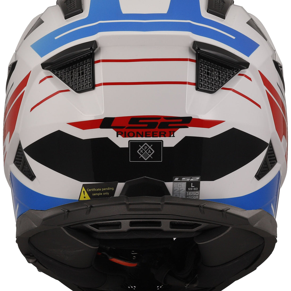 LS2 MX702 Pioneer II Namib Wit/Blauw/Rood Adventurehelm ECE 22.06 – foto 2