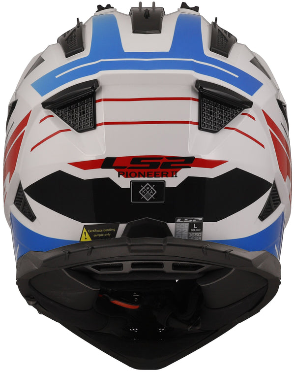 LS2 MX702 Pioneer II Namib Wit/Blauw/Rood Adventurehelm ECE 22.06