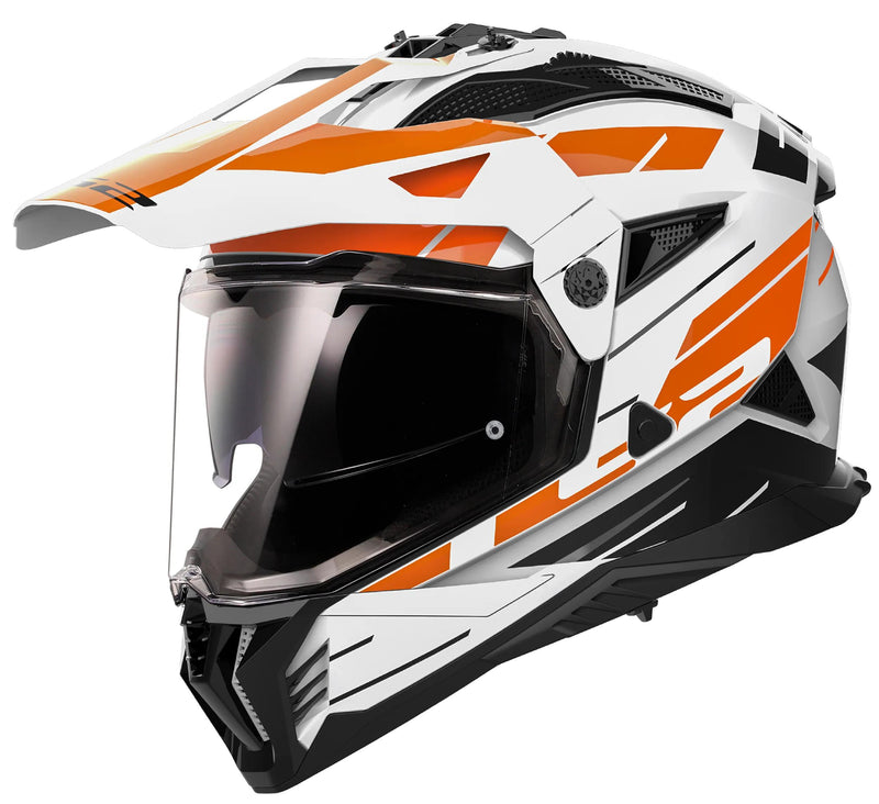 LS2 MX702 Pioneer II Namib Wit/Oranje Endurohelm ECE 22.06