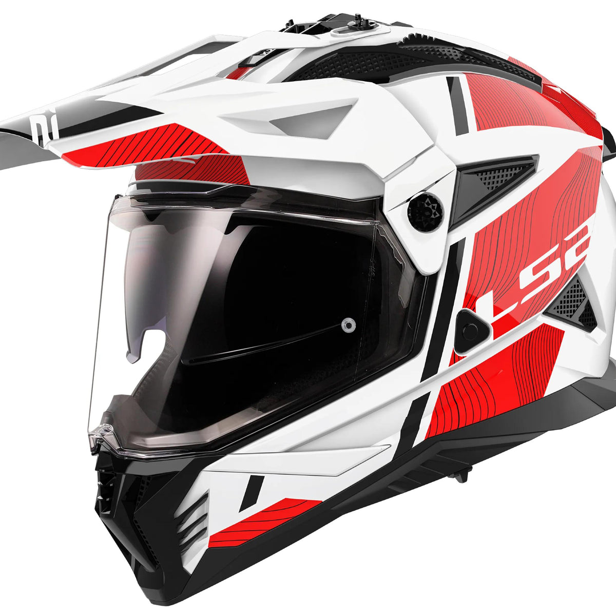 LS2 MX702 Pioneer II Hill Wit Rood Endurohelm ECE 22.06