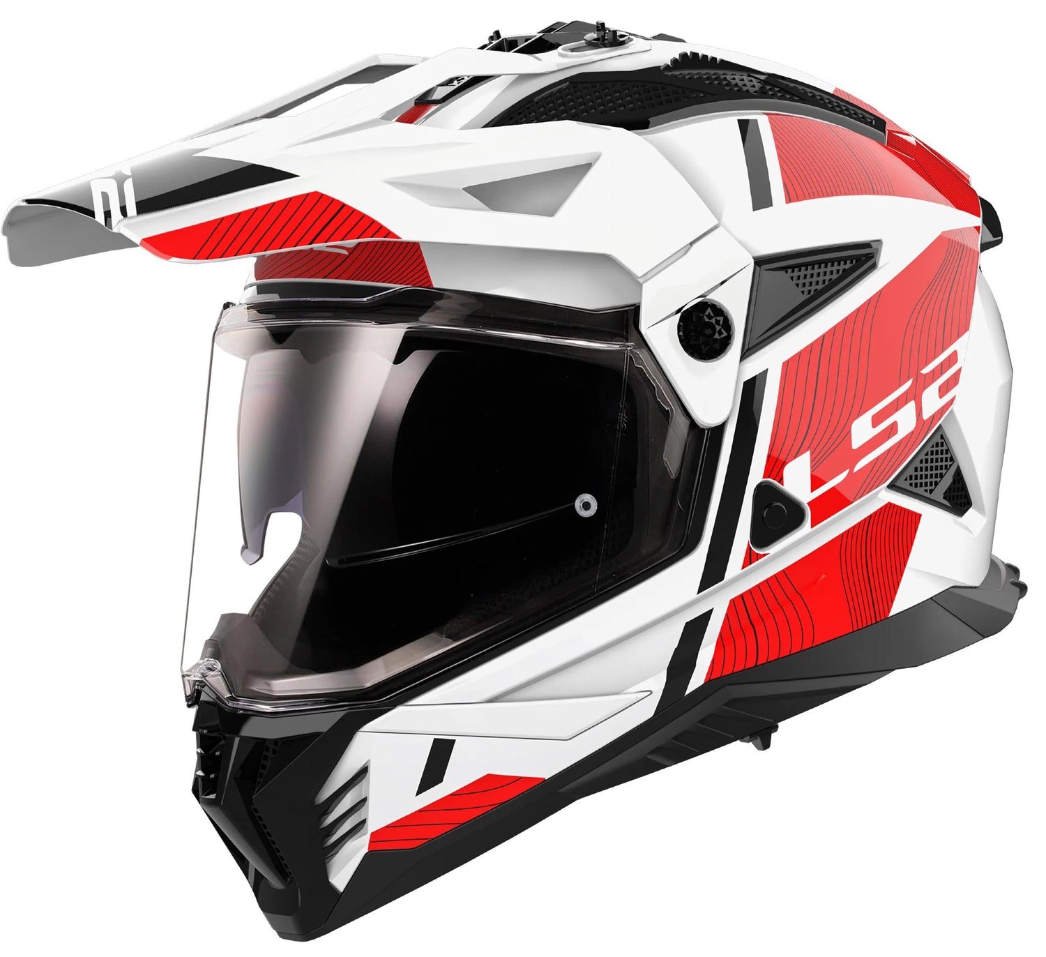 LS2 MX702 Pioneer II Hill Wit Rood Endurohelm ECE 22.06
