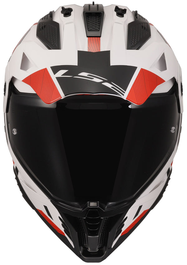 LS2 MX702 Pioneer II Hill Wit/Rood Adventurehelm ECE 22.06