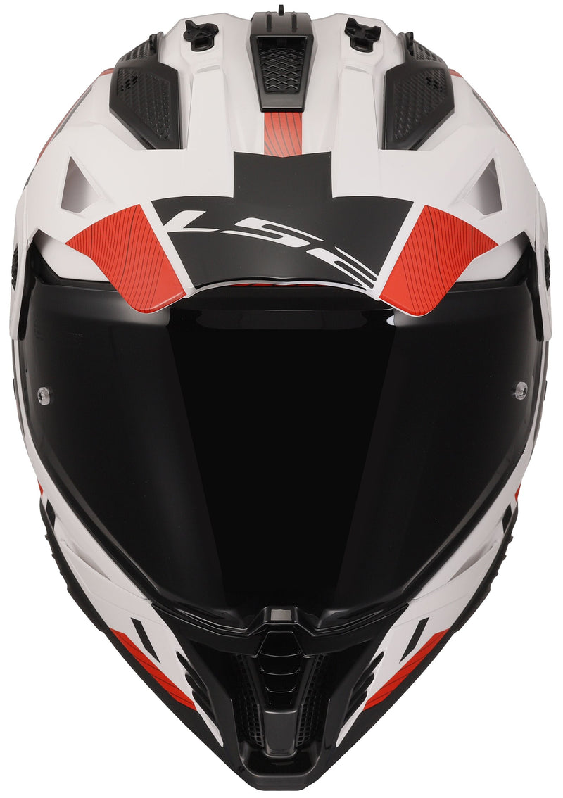 LS2 MX702 Pioneer II Hill Wit/Rood Adventurehelm ECE 22.06