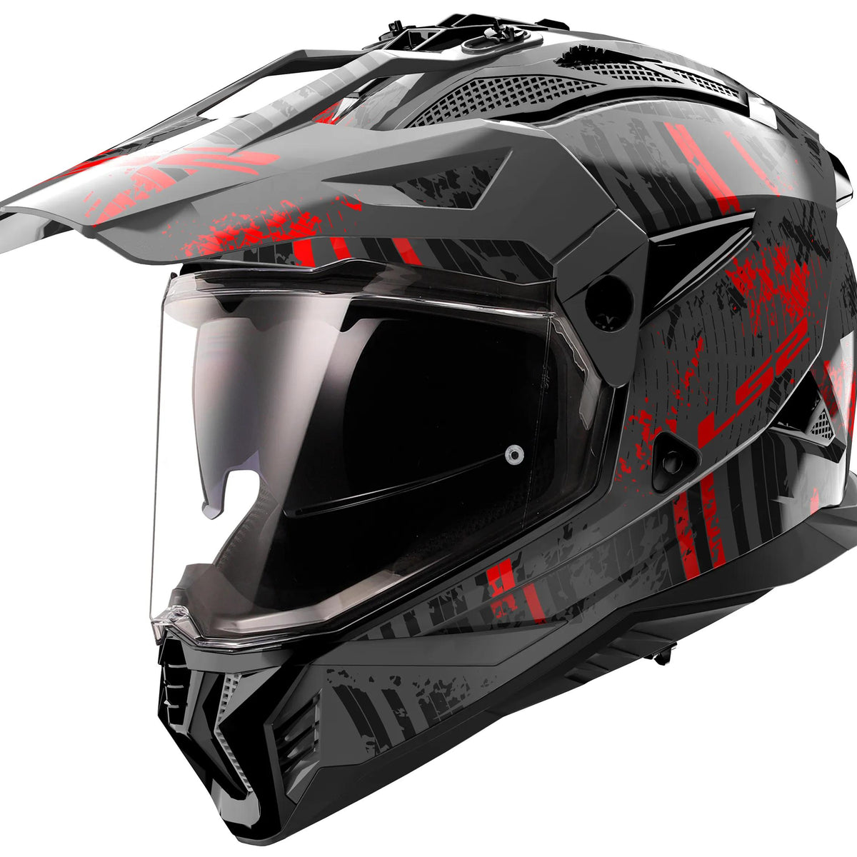 LS2 MX702 Pioneer II Crazy Zwart/Rood Endurohelm ECE 22.06