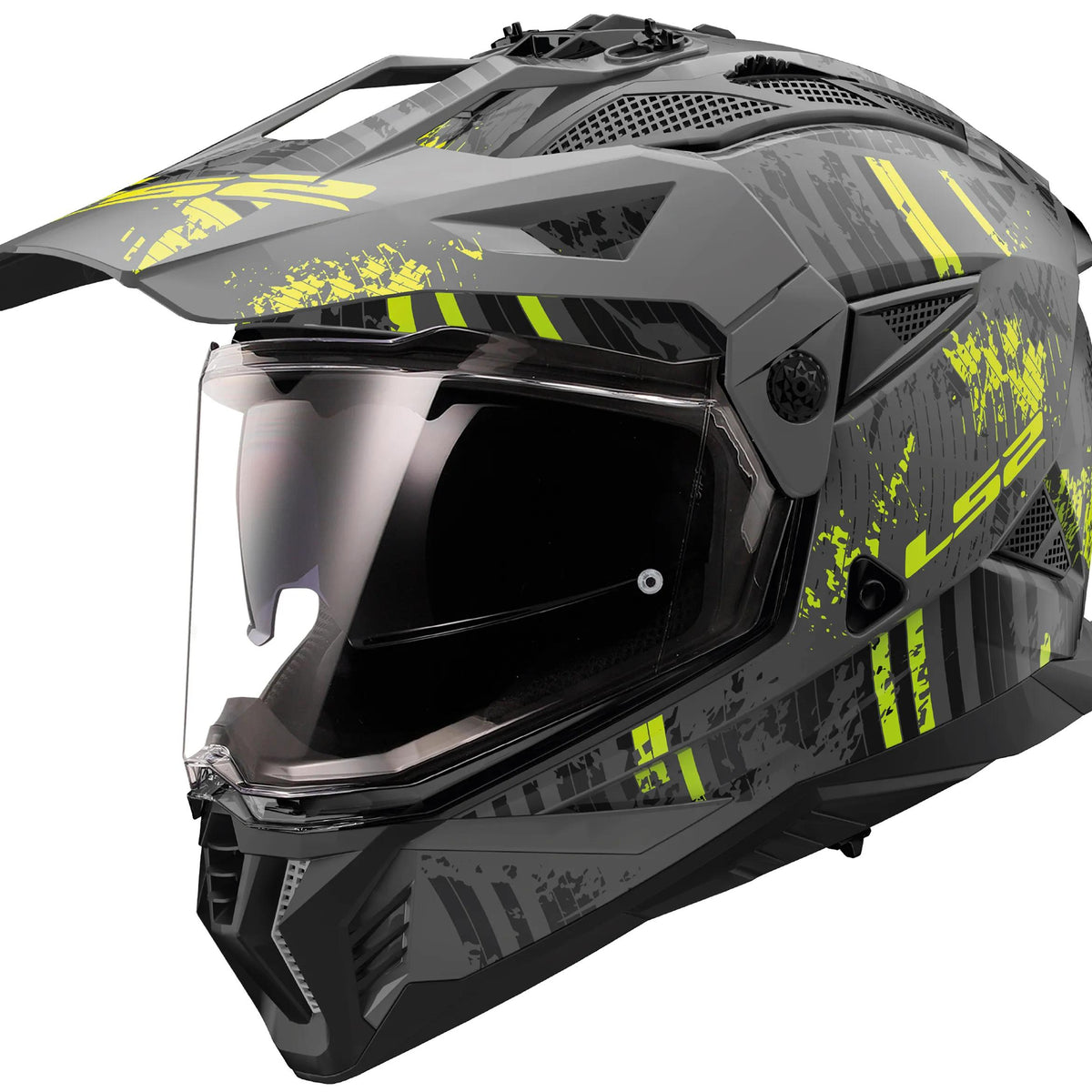 LS2 MX702 Pioneer II Crazy Zwart/Geel Endurohelm ECE 22.06