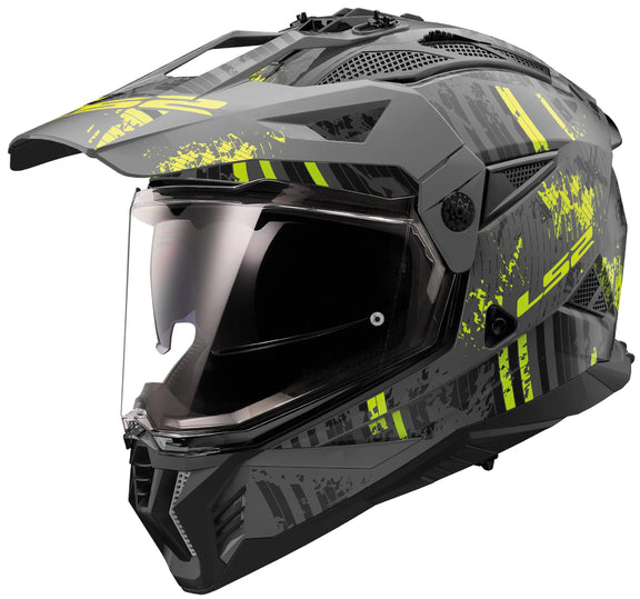 LS2 MX702 Pioneer II Crazy Zwart/Geel Endurohelm ECE 22.06