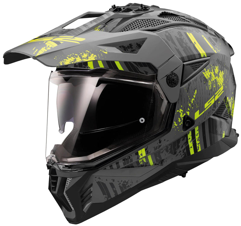 LS2 MX702 Pioneer II Crazy Zwart/Geel Endurohelm ECE 22.06