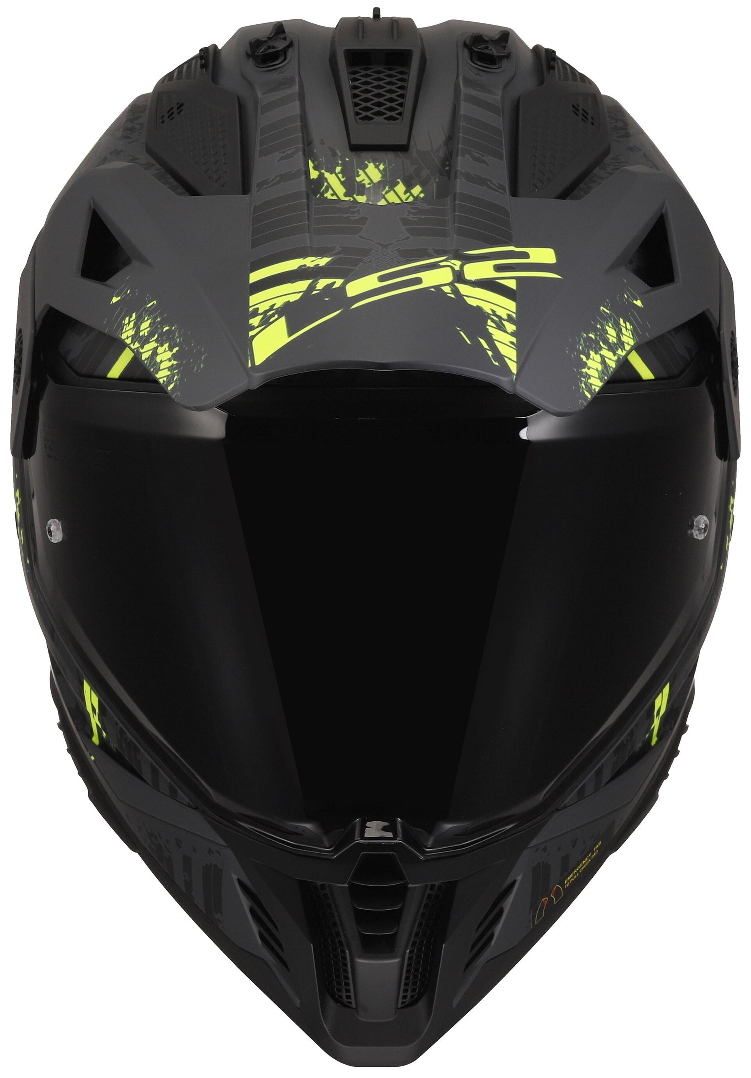 LS2 MX702 Pioneer II Crazy Zwart/Neongeel Mat Adventurehelm ECE 22.06