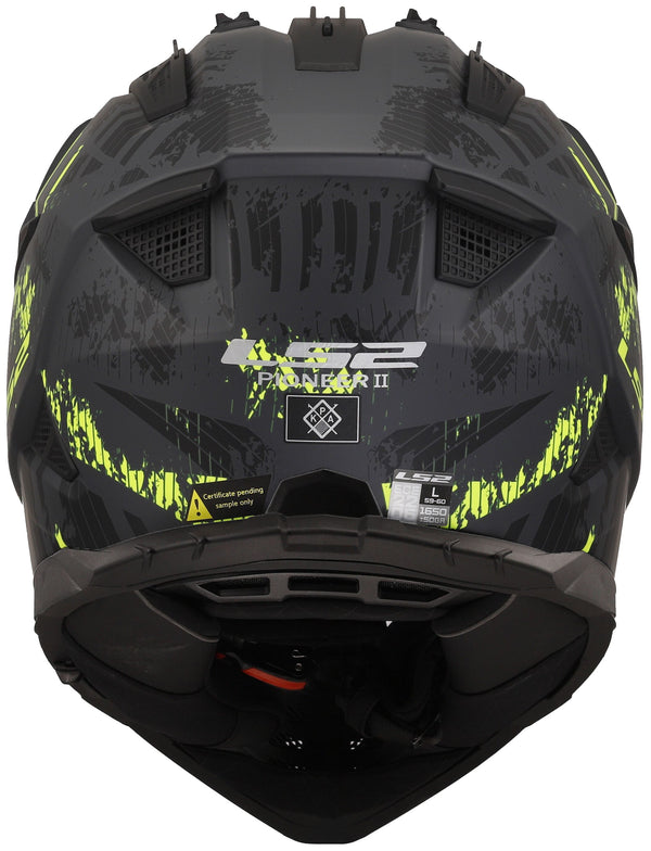 LS2 MX702 Pioneer II Crazy Zwart/Neongeel Mat Adventurehelm ECE 22.06