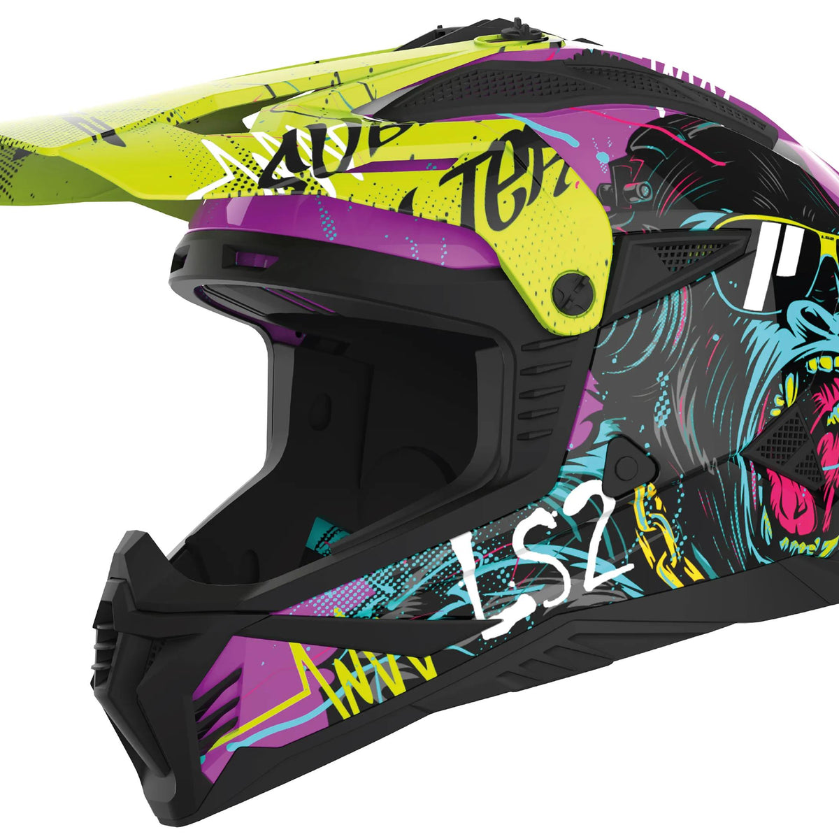 LS2 MX708 Fast II Gorilla Geel Crosshelm ECE 22.06