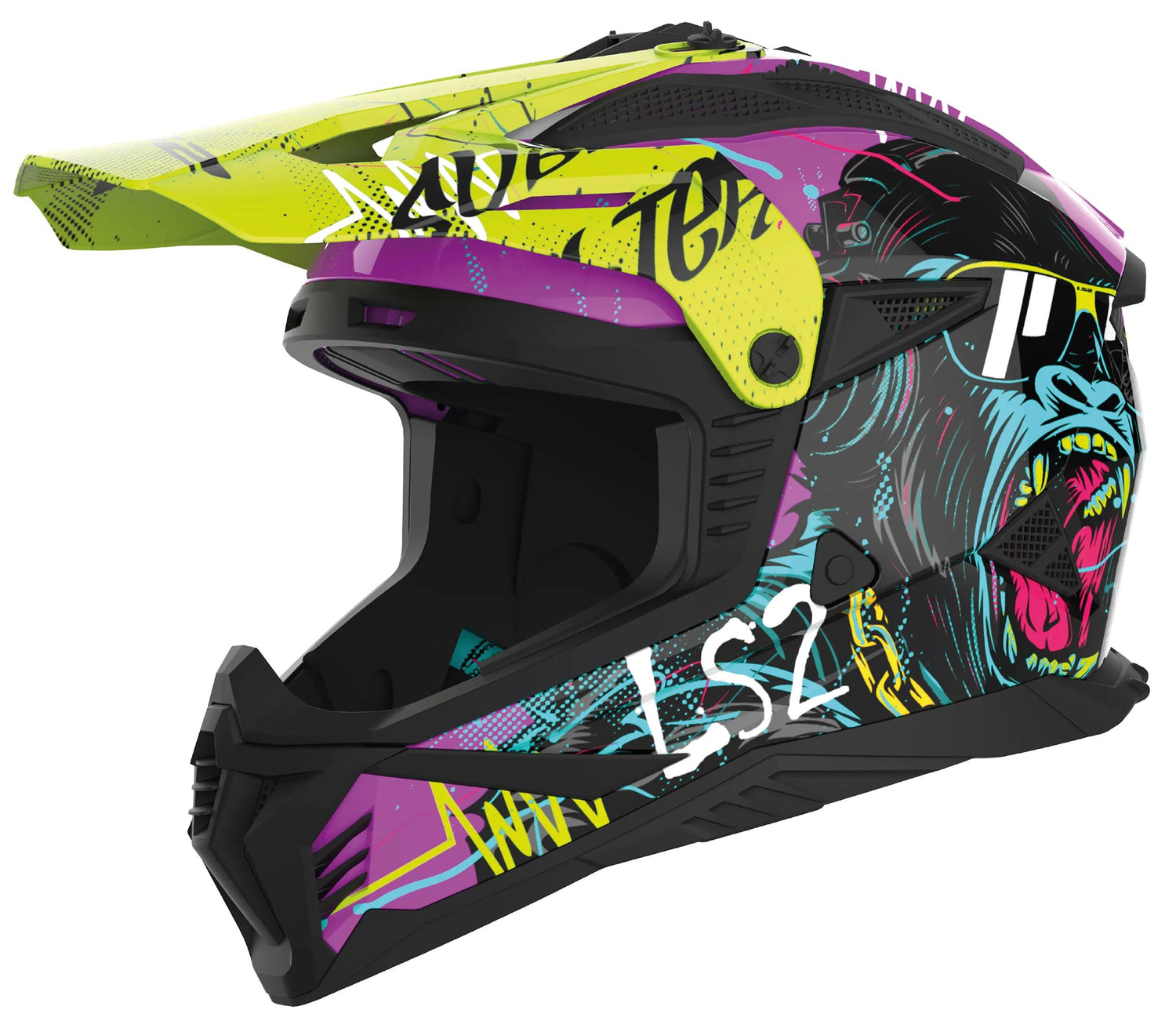 LS2 MX708 Fast II Gorilla Geel Crosshelm ECE 22.06