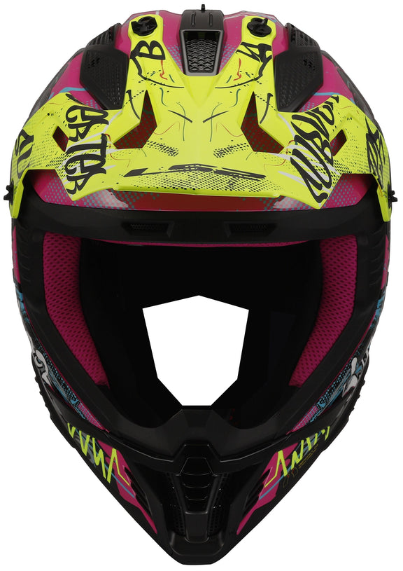 LS2 MX708 Fast II Gorilla Violet/Neongeel Crosshelm ECE 22.06